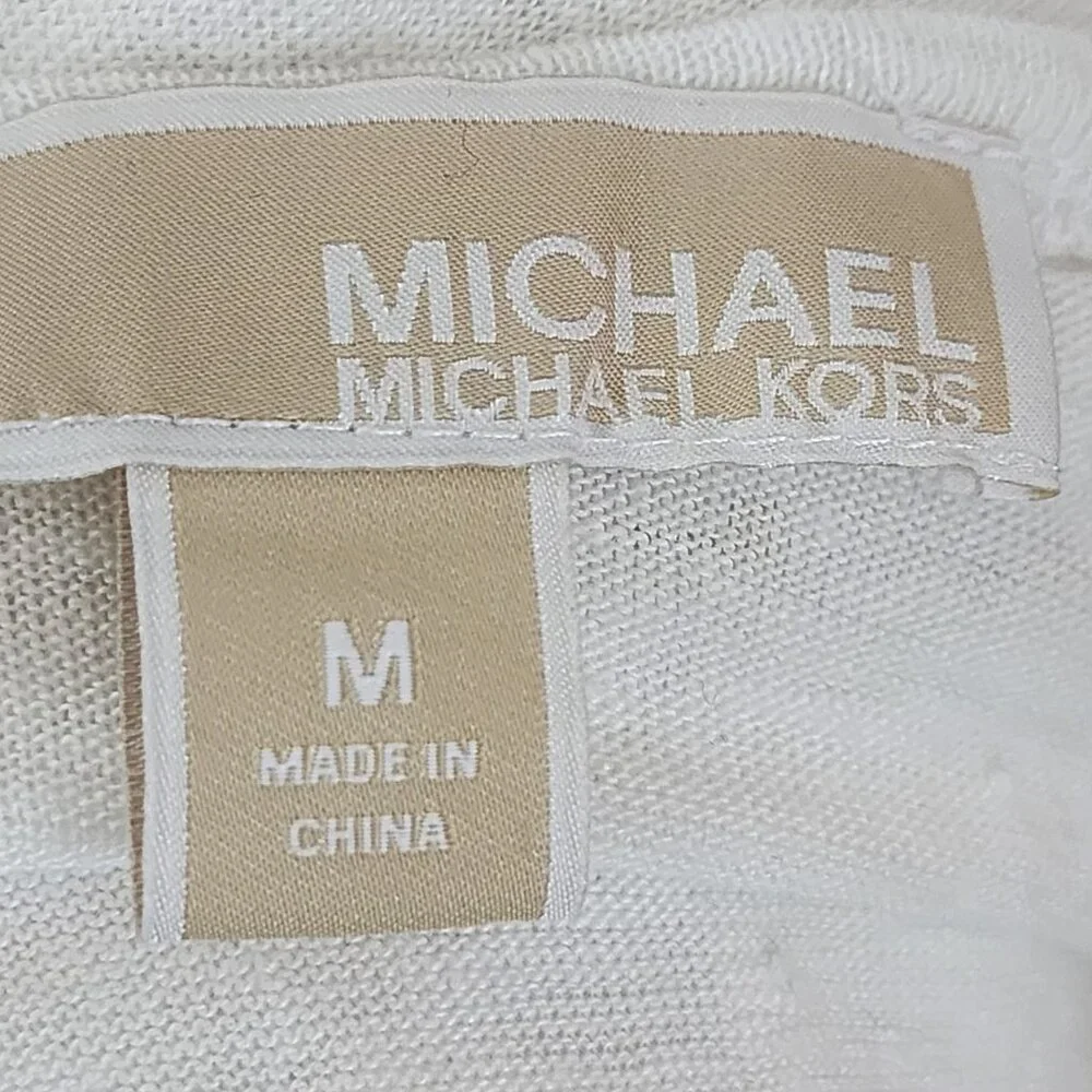 Michael Michael Kors White 100% Linen V-Neck Top - Picture 5 of 6